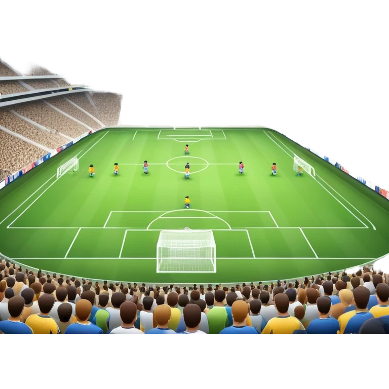 An icon showing a soccer stadium filled with close-up players in action, inspired by EA Sports FC 25. The design features players on the field, with the stadium lights shining brightly and a lively crowd in the stands. Transparent background highlights the energy and excitement of the match. emoji
