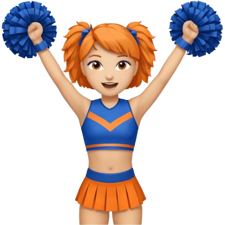 cheerleader  within a circle of shades of orange and blue With her, Boom Boom, and cheering emoji