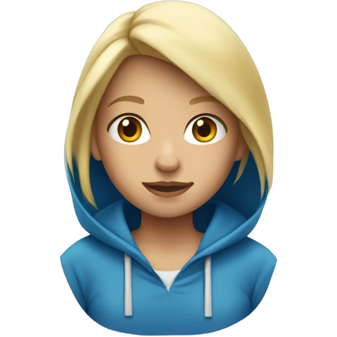 Blonde girl with a blue hoodie emoji