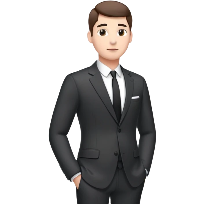 Man in suit standing with AirPods in  emoji