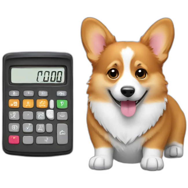 corgi with calculator emoji