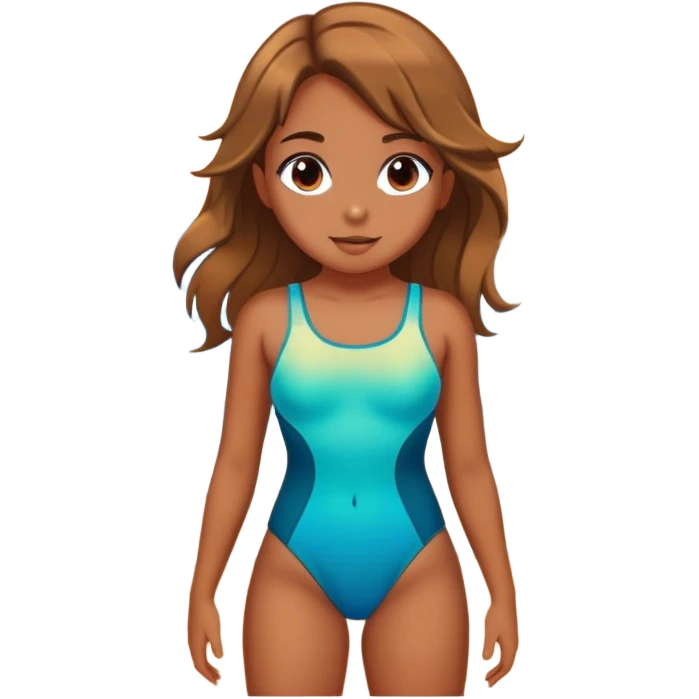 Girl on the beach with ocean sunset  emoji