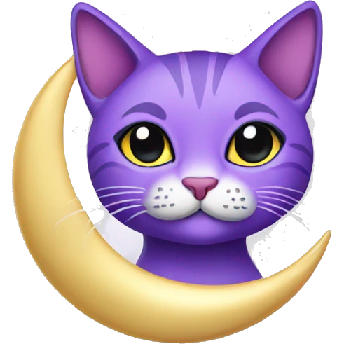 purple cat with moon necklace emoji