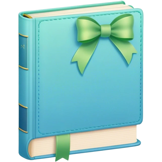 Book blue soft pastel with green ribbon  emoji