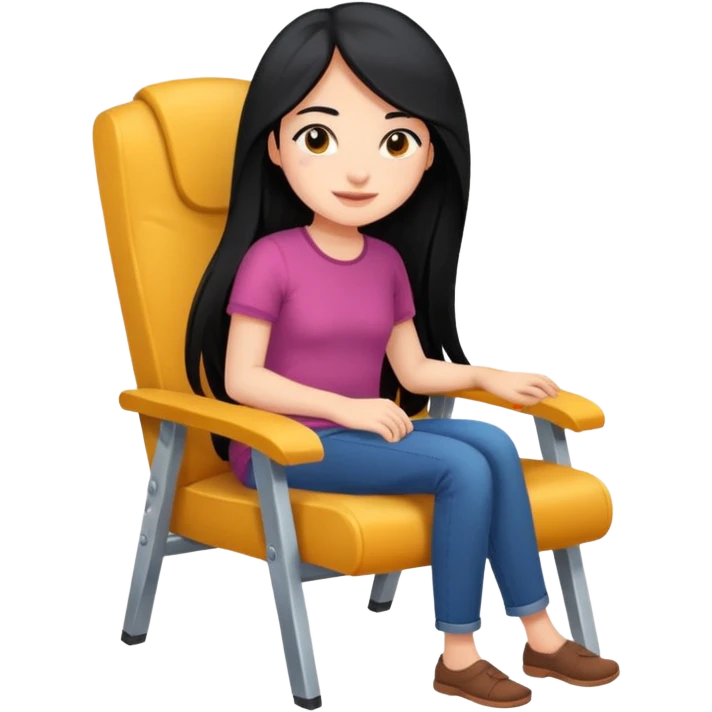 girl that is moving in their chair of work but its not disable just lazy with black long hair and skin a bit latin  lazy emoji