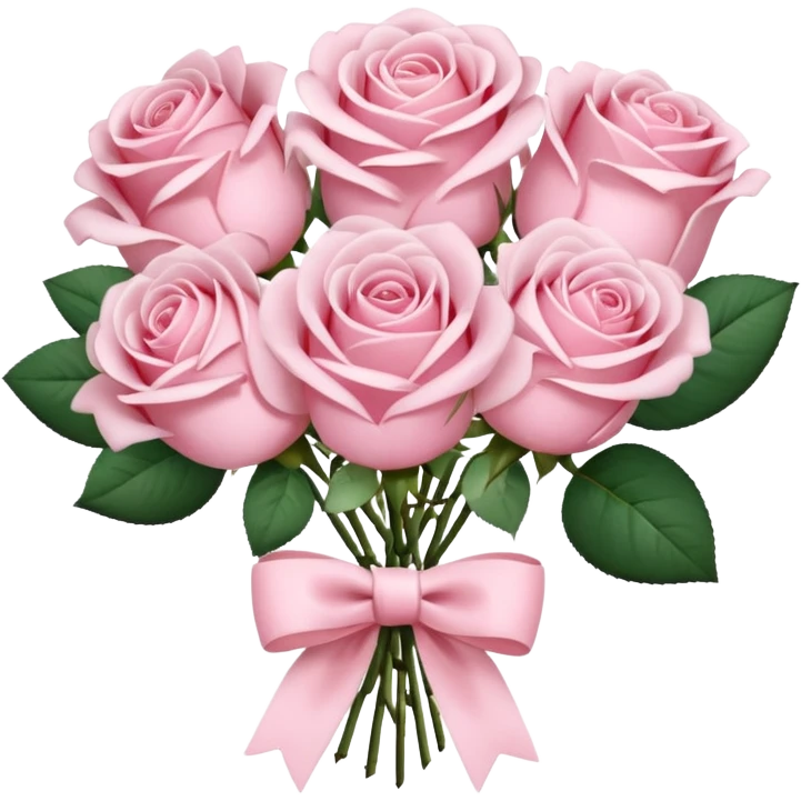 A bouquet of light pink roses tied with a delicate bow. emoji