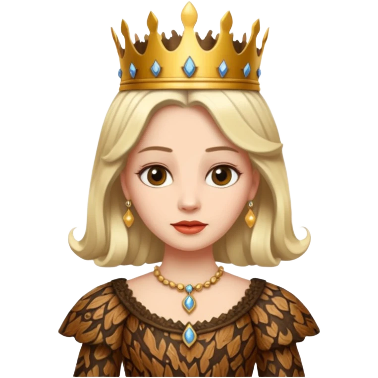Queen wearing a bark-patterned dress emoji