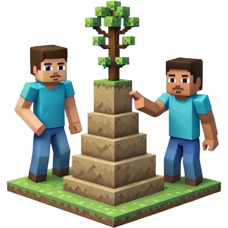 2 minecraft charectors building together a foundation emoji