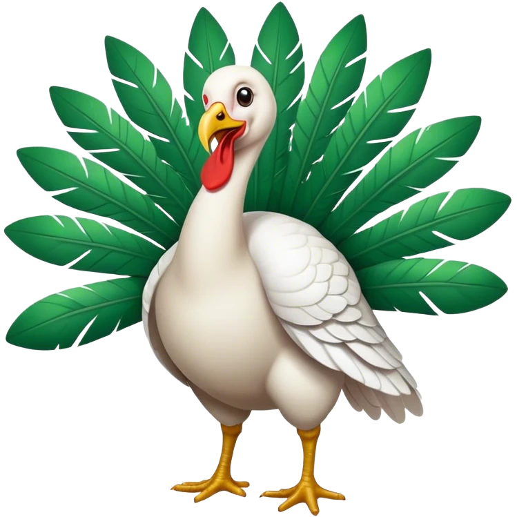 Dancing White Turkey WITH green eues  emoji