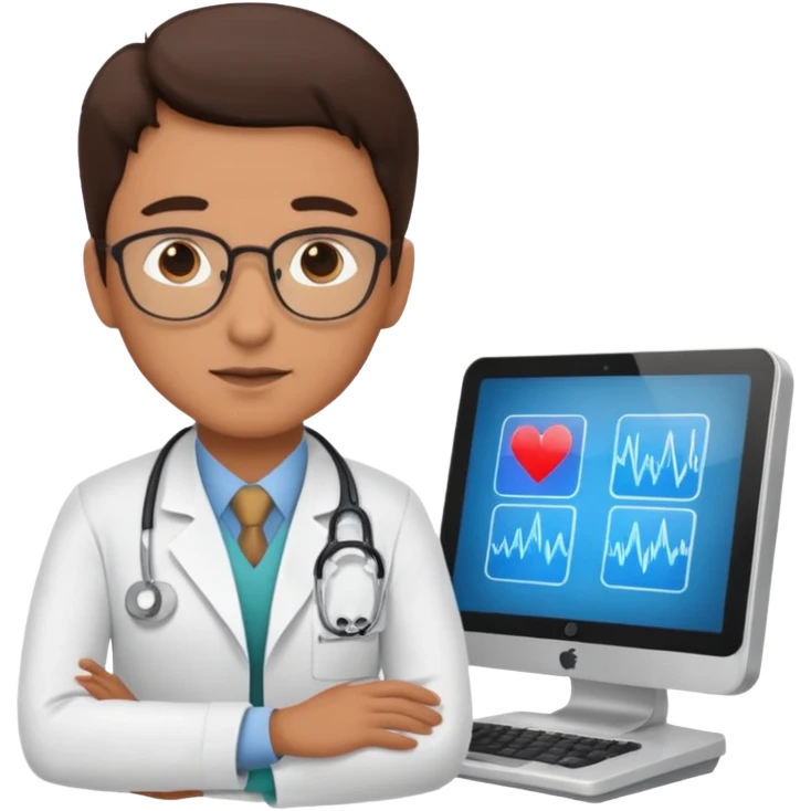 Doctor using my computer to report vital signs emoji