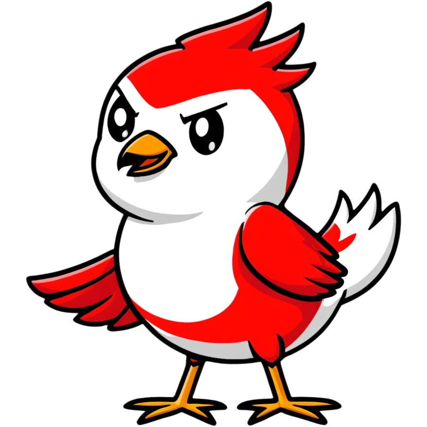 Red bird from Angry Birds game with angry expression emoji