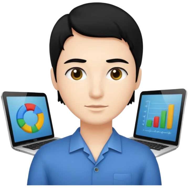 👨🏻‍💻 i need an image like this for a data analays with black hair emoji