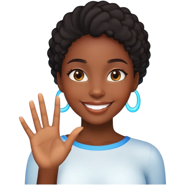 beautiul black girl smailing saying hi emoji