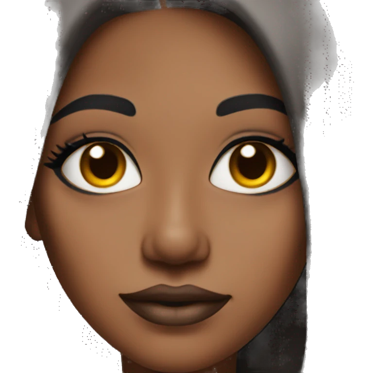 makeup close up brown skin woman with black hair emoji
