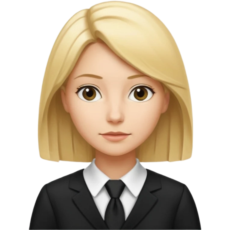 woman lawyer blanche et blonde avec des cheveux mi-long; elle est habillée avec une longue robe noire et une cravate blanche;  emoji