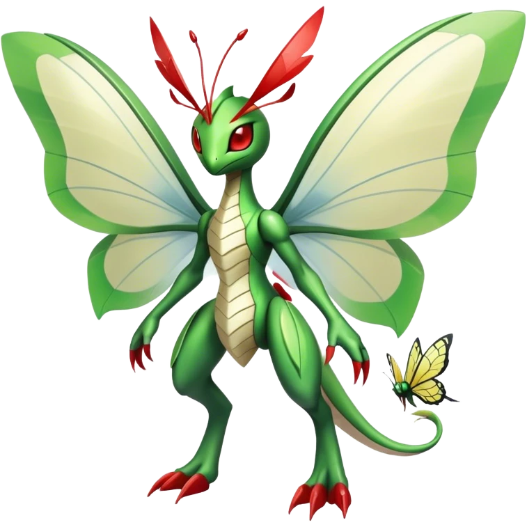  Cool Edgy Shiny Futuristic Ethereal Legendary Kartana-Digimon-Schyther-Flygon-hybrid full body with butterfly wings emoji