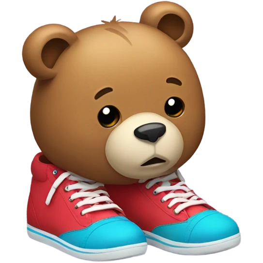 Sad bear wearing shoes emoji