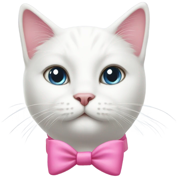 white cat with a pink bow collar emoji