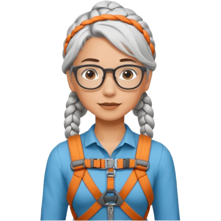 young climber woman with white/grey braided hair and glassess emoji