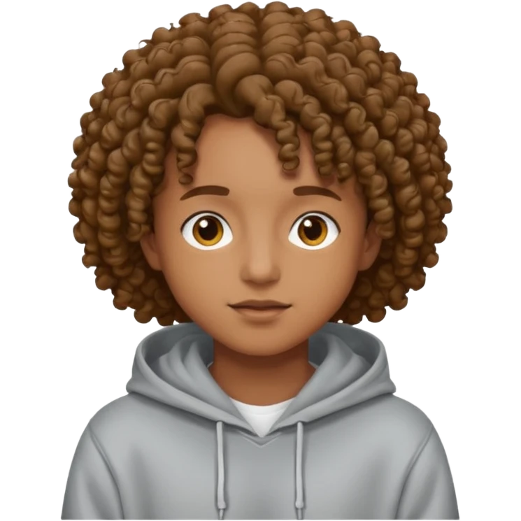 Gut wearing a hoodie with curly hair emoji