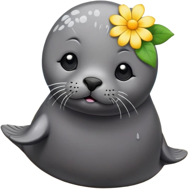 Seal on the beach with the flower pin on the head emoji