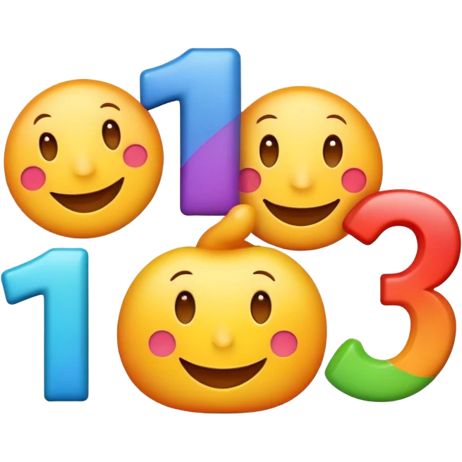 colorful numbers 1 2 3 with a smiling face, fun and inviting emoji