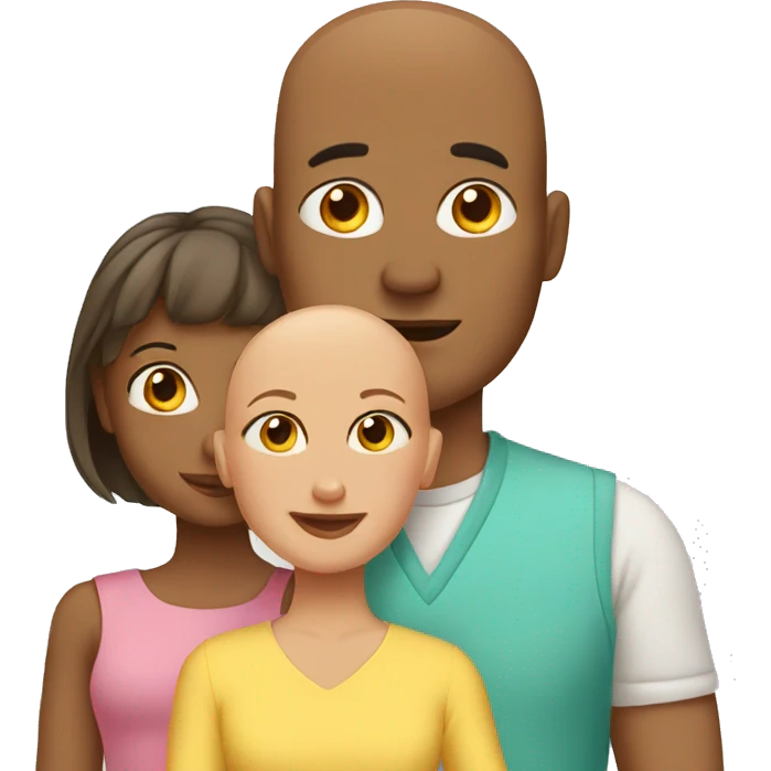 Bald Father, Mother and two daughters emoji