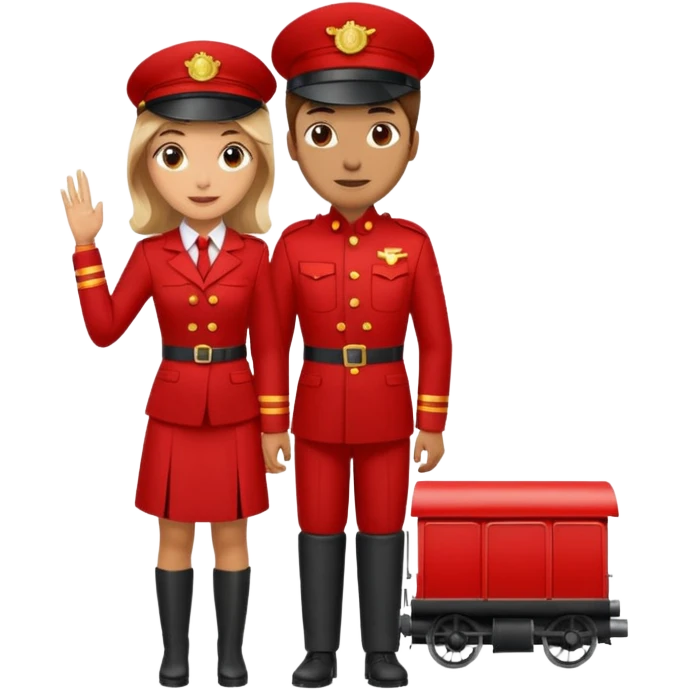 Man and Woman in Red train emoji