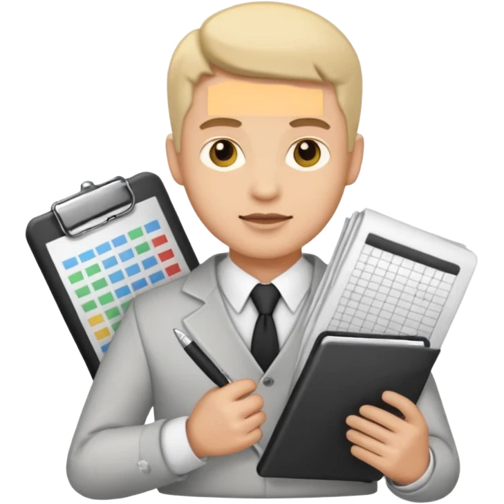 male aditor with spreadsheet emoji emoji