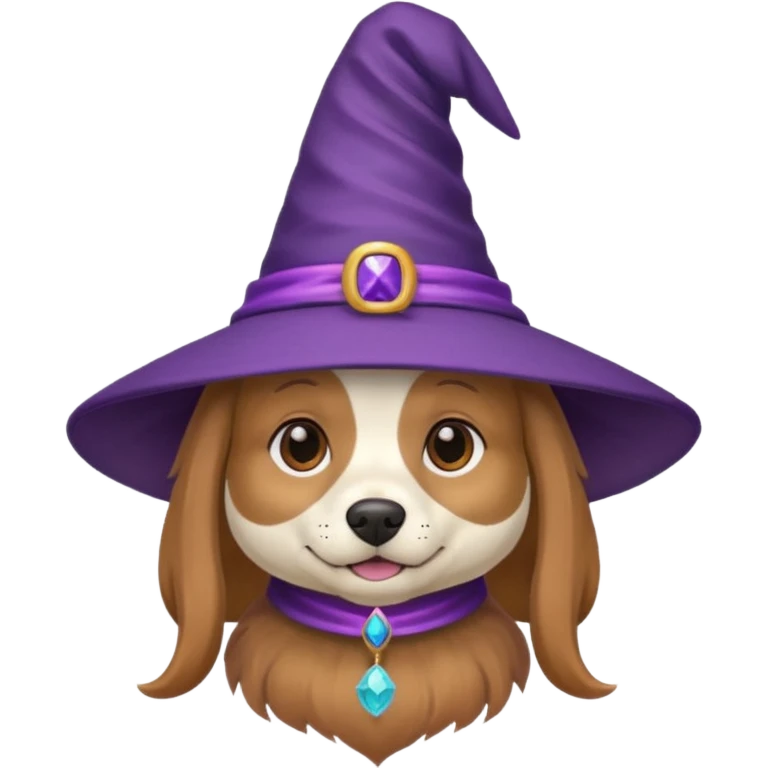dog wear purple wicth hat emoji