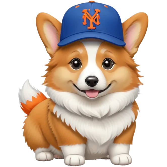 Corgi with Ny Mets hat emoji
