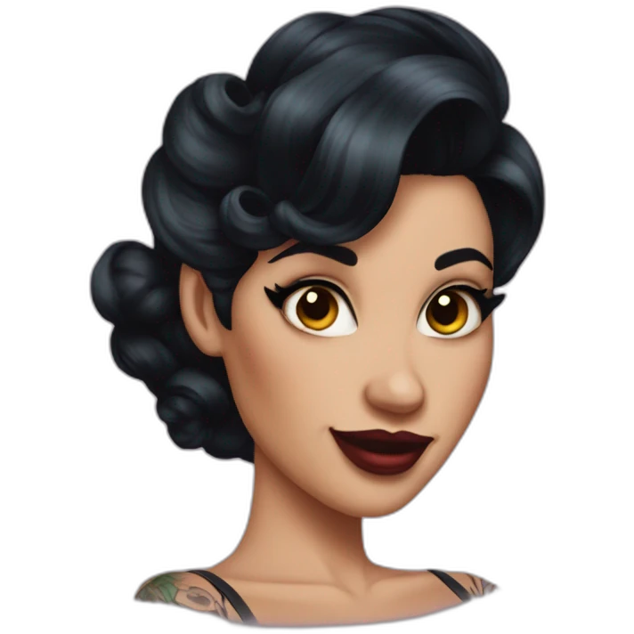 Pinup dark hair and tattoos emoji