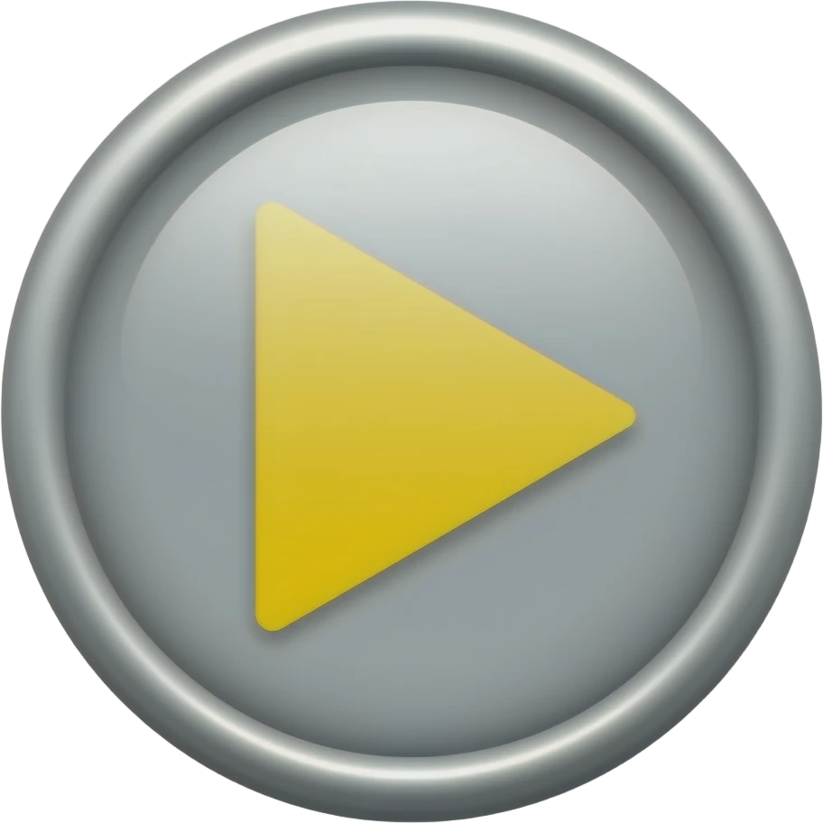 boton de camisa de color gris claro y en el centro el simbolo de play en color amarillo emoji