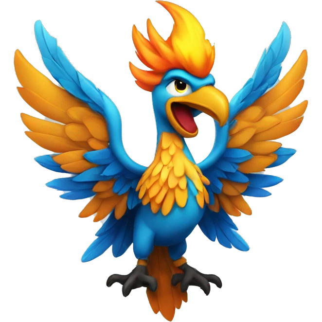 Fenix azul con flama emoji