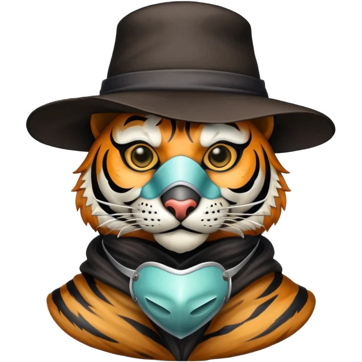 Tiger plague doctor with mask and hat emoji