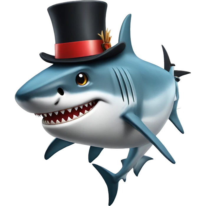 Shark with a top hat and a gun emoji
