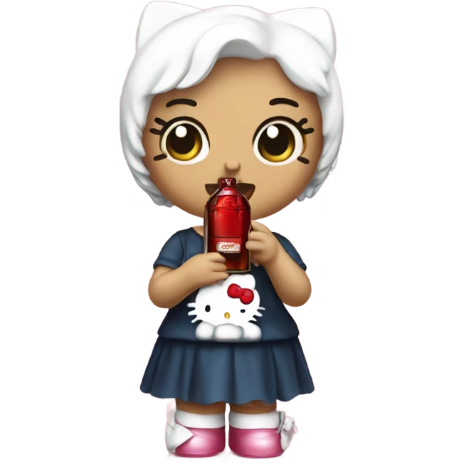 Classic Hello kitty crying tears holding Hennessy bottle😭  emoji