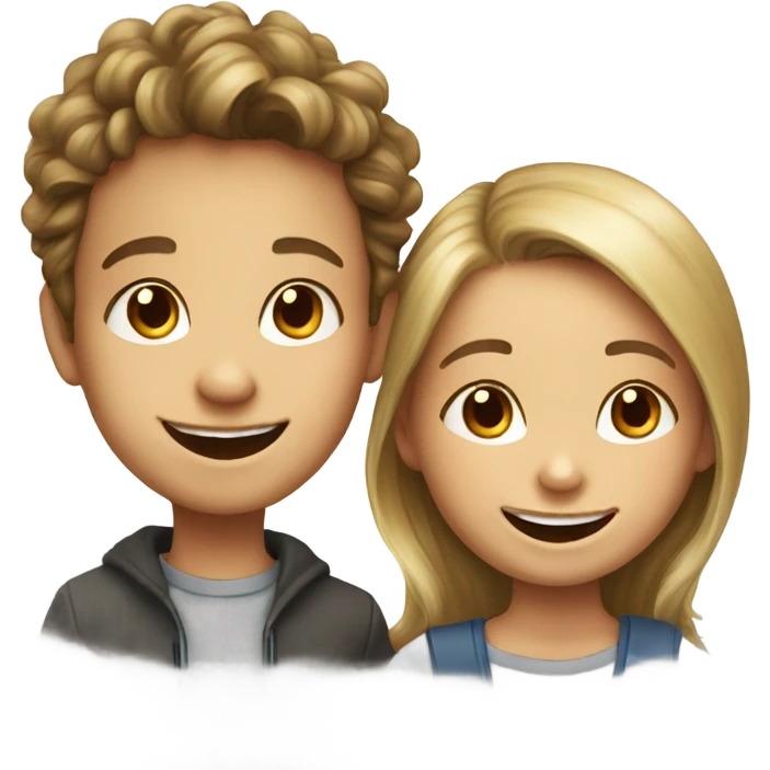 happy girl and boy portrait emoji