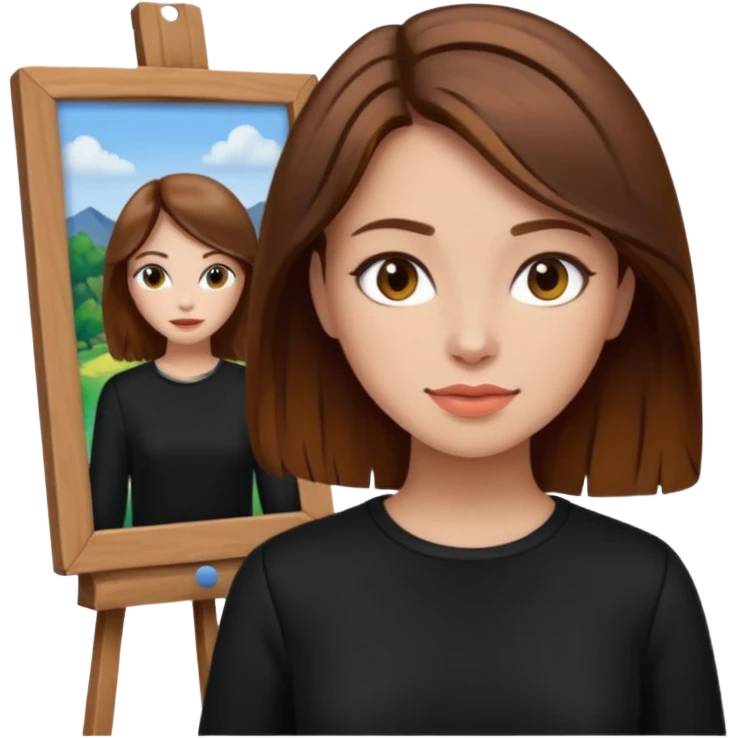 femme brune cheveux mi long noir artiste peintre emoji