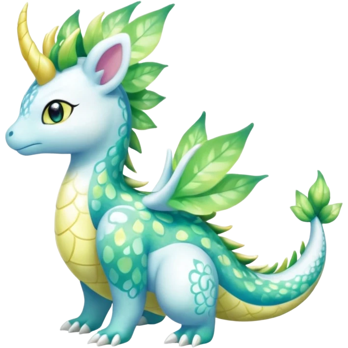 Shiny Sparkly beautiful gorgeous ethereal Scaley Exotic Shaymin-Aurorus-Dragonair-Fakémon-hybrid-creature (full body) emoji