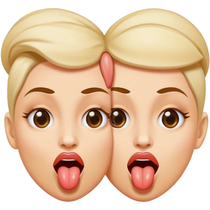 woman with two heads sticking out their tongues emoji