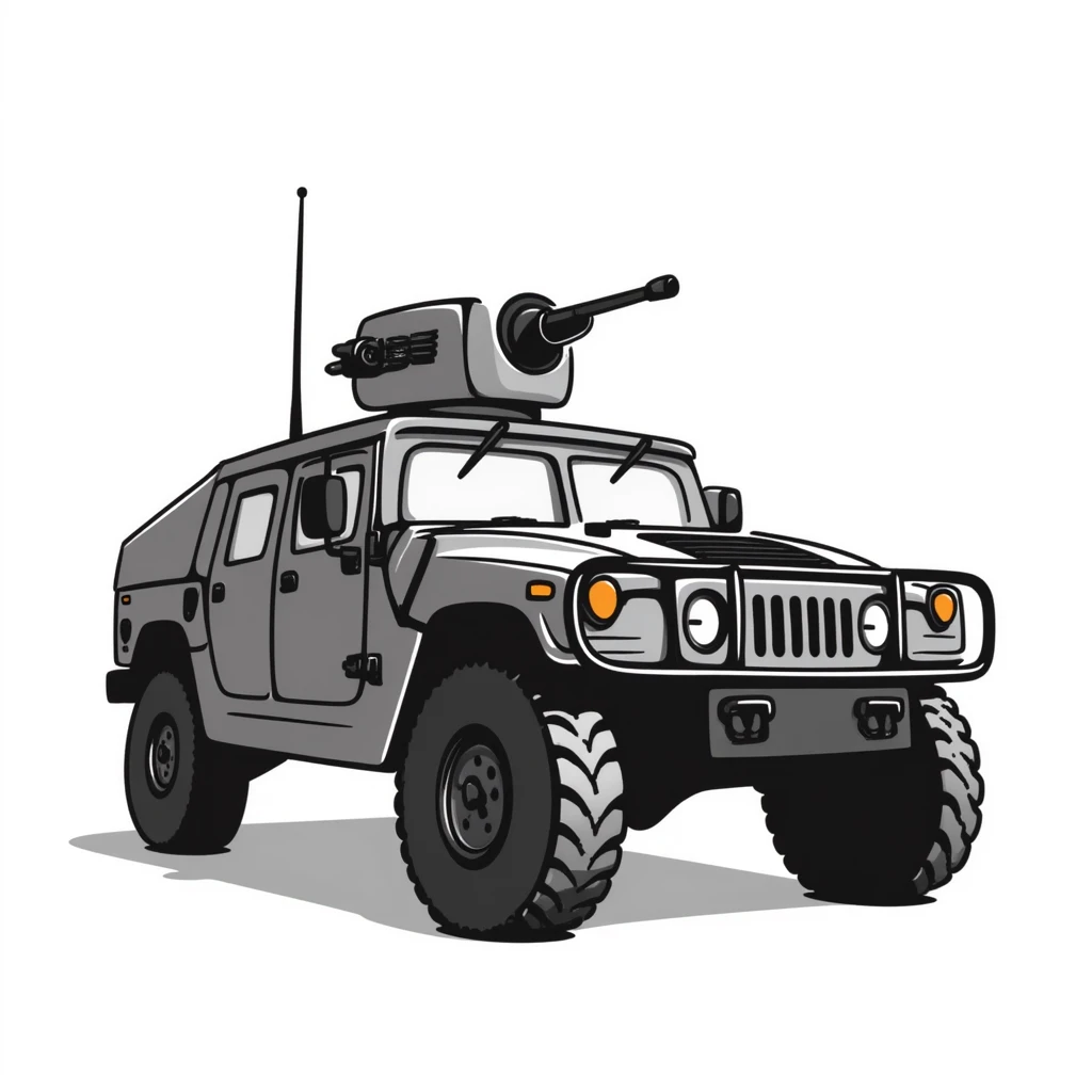 armored humvee military vehicle with roof-mounted turret emoji