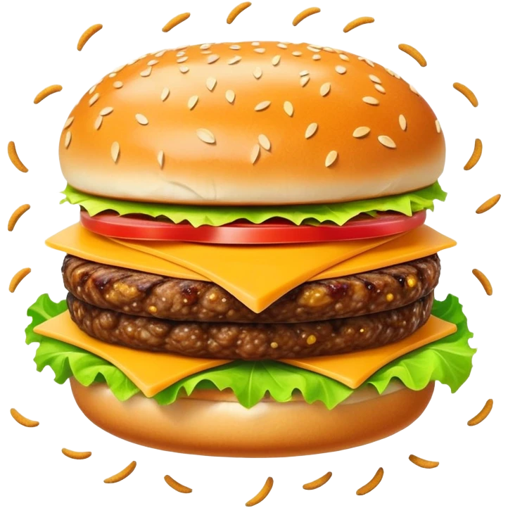 hamburger in the center with electron particles orbiting around it emoji