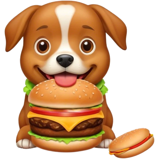 Dog eating a burger emoji