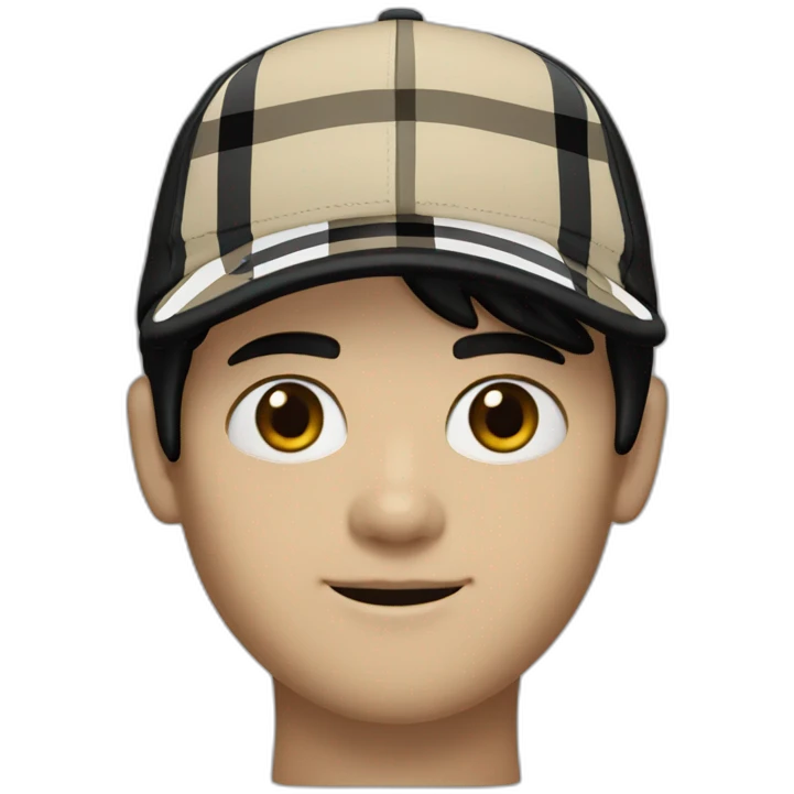 guy with white skin burberry cap and black mid-length hair emoji