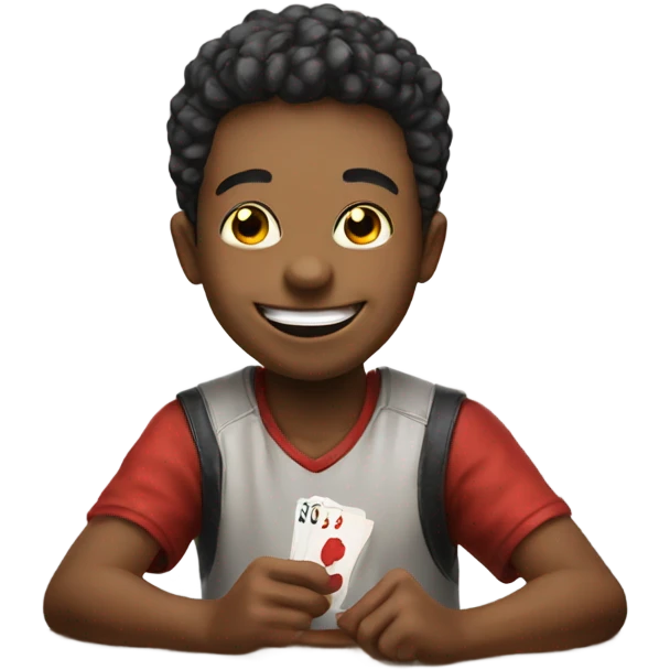 happy boy play poker emoji