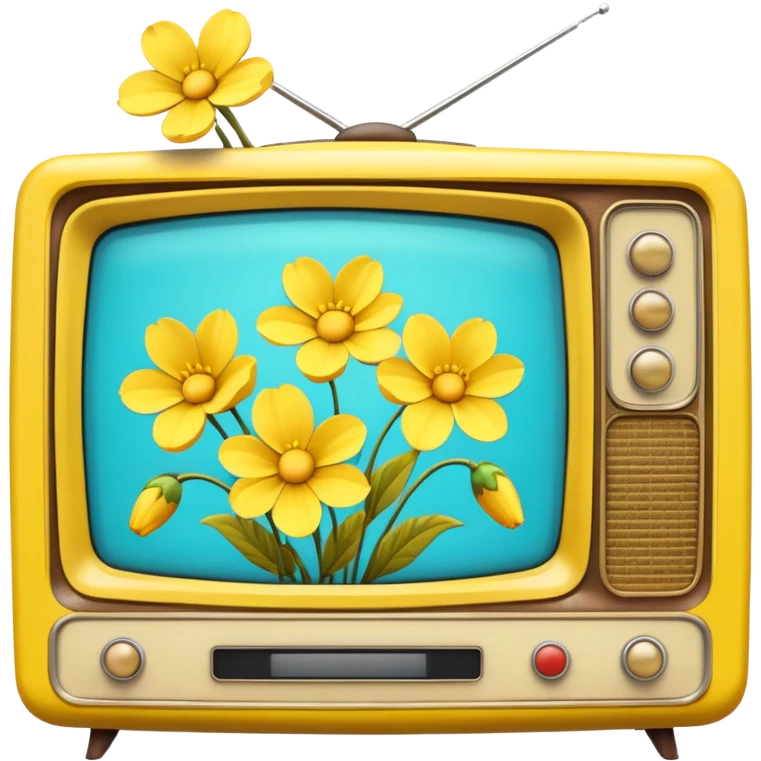 Yellow flowers on a vintage tv  emoji