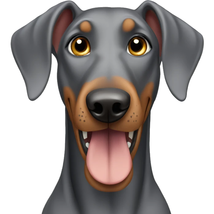Grey doberman floppy ears cartoon like emoji