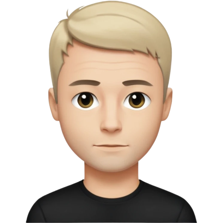 Oliver Riedel, cool, collected vibe, short hair, black shirt emoji