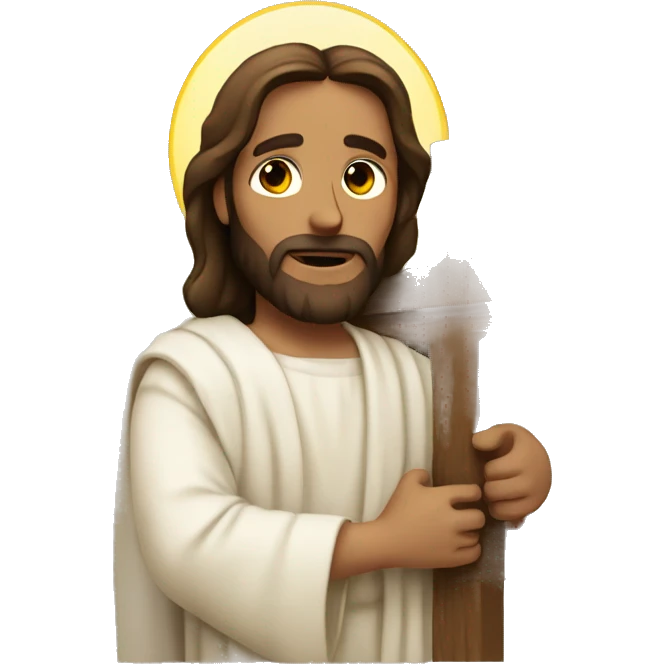 Jesus holding a cross emoji